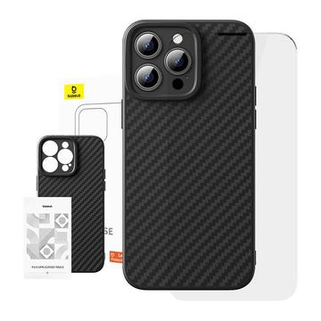 Etui z włókna syntetycznego Baseus na iPhone\'a 15 Pro + osłona ekranu ze szkła hartowanego