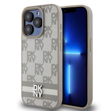 iPhone 15 Pro Max Etui DKNY Wzór w kratkę i paski - beżowe