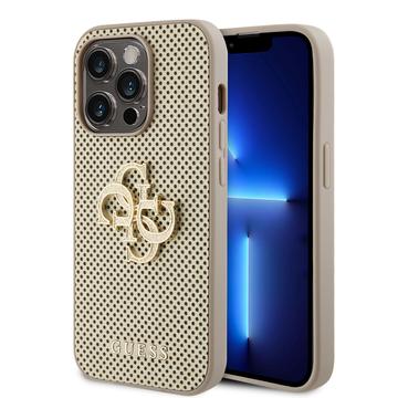 Pokrowiec iPhone 15 Pro Max Guess Perforated 4G Glitter Logo - złoty