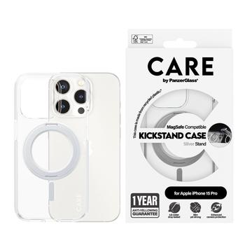 iPhone 15 Pro PanzerGlass Care Kickstand Etui - kompatybilny z MagSafe - srebrny