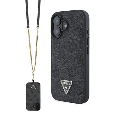 iPhone 16 Guess 4G Strass Triangle Metal Logo Etui z Crossbody Ramię