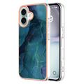 iPhone 16 Galwanizowane Etui IMD z TPU z Deseniem Marmuru - Zieleń