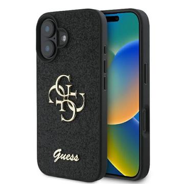 iPhone 16 Plus Etui Guess Fixed Glitter 4G Metal Logo - Czerń