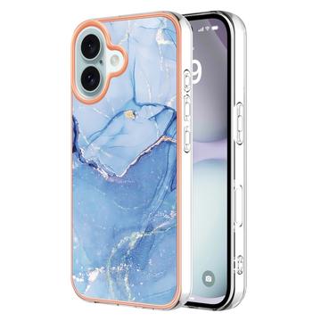 iPhone 16 Plus Galwanizowane Etui IMD z TPU z Deseniem Marmuru