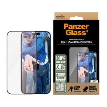 Szkło Hartowane PanzerGlass Ultra-Wide Fit EasyAligner do iPhone 16 Plus/15 Plus - Czarna Krawędź