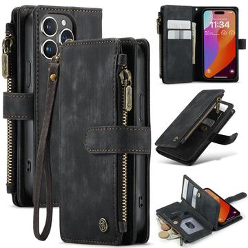 iPhone 16 Pro Wielofunkcyjne Etui-Portfel Caseme C30 - Czarne