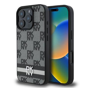 iPhone 16 Pro Etui DKNY Wzór w kratkę i paski - czarne