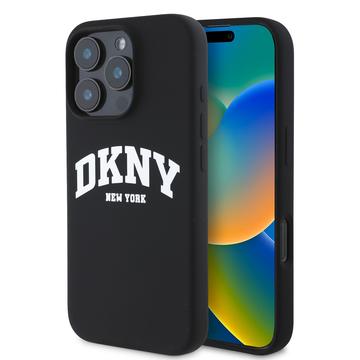 iPhone 16 Pro DKNY Liquid Silicone Arch Logo Etui - kompatybilny z MagSafe - czarny