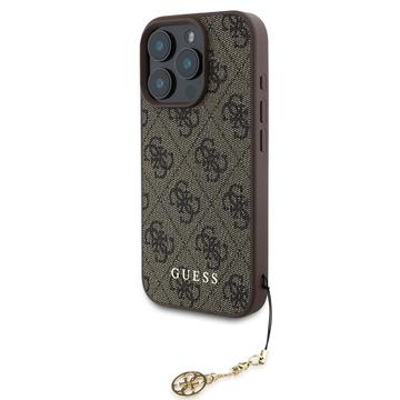 iPhone 16 Pro Hybrydowe Etui Guess 4G Charms Collection - Brązowe