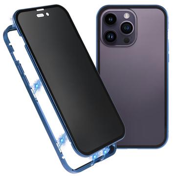 iPhone 16 Pro Magnetyczne Etui z Hartowanym Szkłem - Prywatyzująca - Ciemnoniebieski