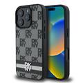 iPhone 16 Pro Max Etui DKNY Wzór w kratkę i paski - czarne