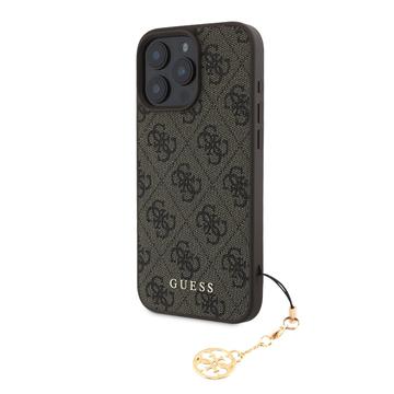 iPhone 16 Pro Max Hybrydowe Etui Guess 4G Charms Collection - Brązowe