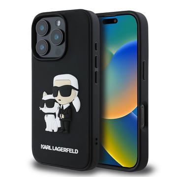 iPhone 16 Pro Max Karl Lagerfeld 3D Rubber Karl & Choupette NFT Etui - czarny