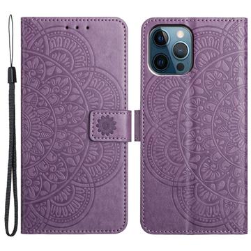 iPhone 16 Pro Max Etui z Portfelem z Serii Mandala - Fiolet