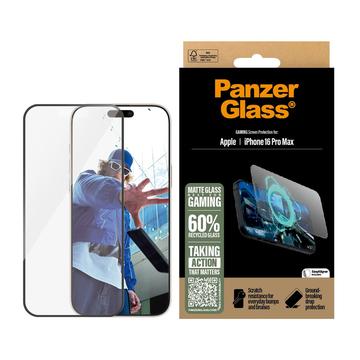 Ochraniacz ekranu iPhone 16 Pro Max PanzerGlass Gaming Ultra-Wide Fit EasyAligner ze szkła hartowanego - 9H - czarna krawędź