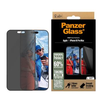 iPhone 16 Pro Max Szkło Hartowane PanzerGlass Ultra-Wide Fit Privacy EasyAligner - Czarna Krawędź