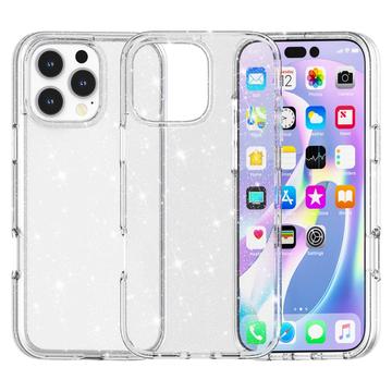 iPhone 16 Pro Max Hybrydowe Etui Stylish Glitter Series - Biel