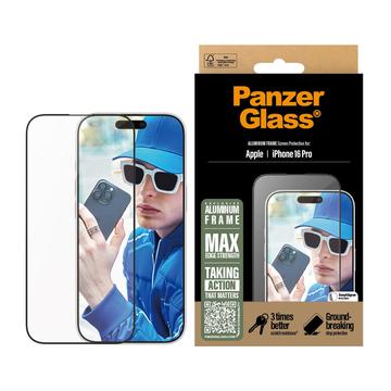 Ochraniacz ekranu iPhone 16 Pro PanzerGlass Aluminium Frame Ultra-Wide Fit - 9H - Czarna Krawędź