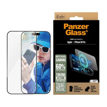 Ochraniacz ekranu iPhone 16 Pro PanzerGlass Gaming Ultra-Wide Fit EasyAligner ze szkła hartowanego - 9H - czarna krawędź