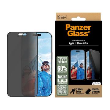 iPhone 16 Pro Szkło Hartowane PanzerGlass Ultra-Wide Fit Privacy EasyAligner - Czarna Krawędź