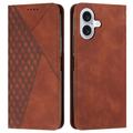 iPhone 16 Rhombus Pattern Wallet Case z magnetycznym zamknięciem