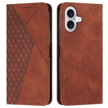 iPhone 16 Rhombus Pattern Wallet Case z magnetycznym zamknięciem