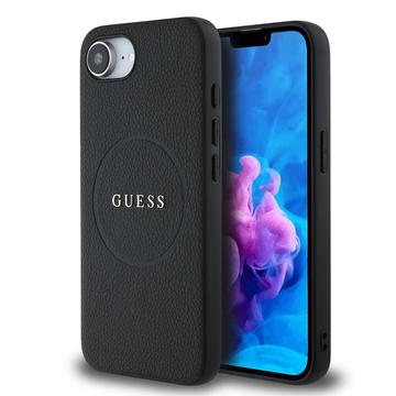 iPhone 16e Guess Grained Classic Logo Obudowa hybrydowa - kompatybilny z MagSafe - czarny