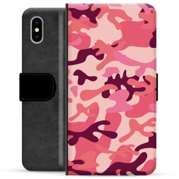 Etui Portfel Premium - iPhone X / iPhone XS - Różowe Moro